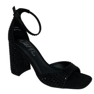 Wild Pair Women's Natashaa Two Piece Embellished Dress Sandals Black Size 8